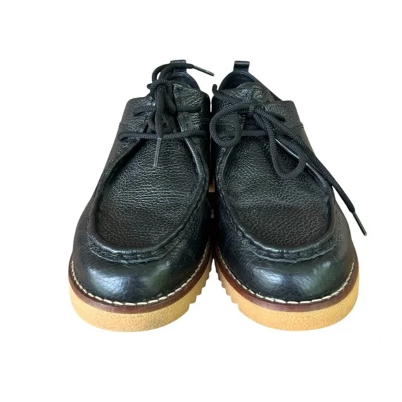 Clarks Eden Women's Size 9 Black Mid Lace Chunky Leather Loafer Shoes - Picture 4 of 7